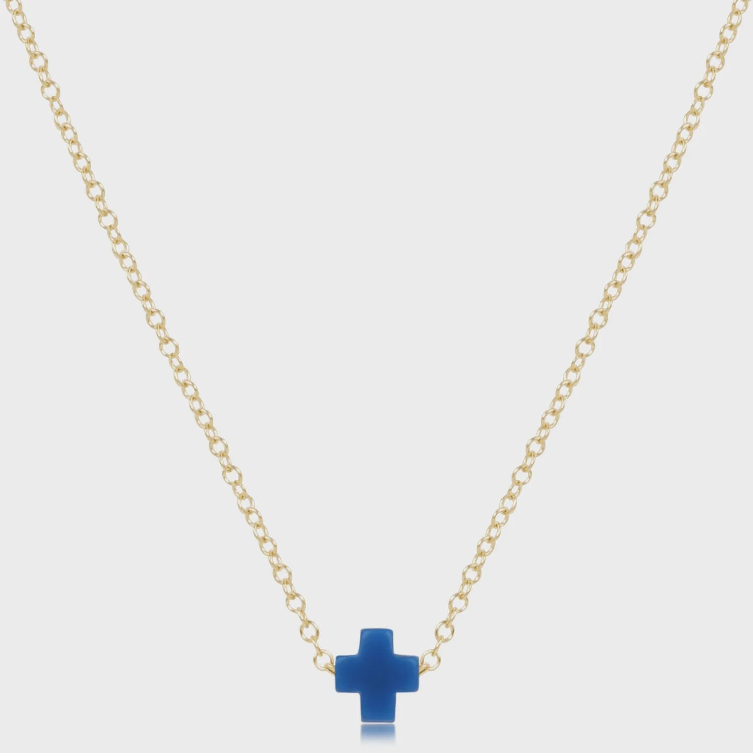 16&quot; Necklace Gold - Signature Cross Small Cobalt