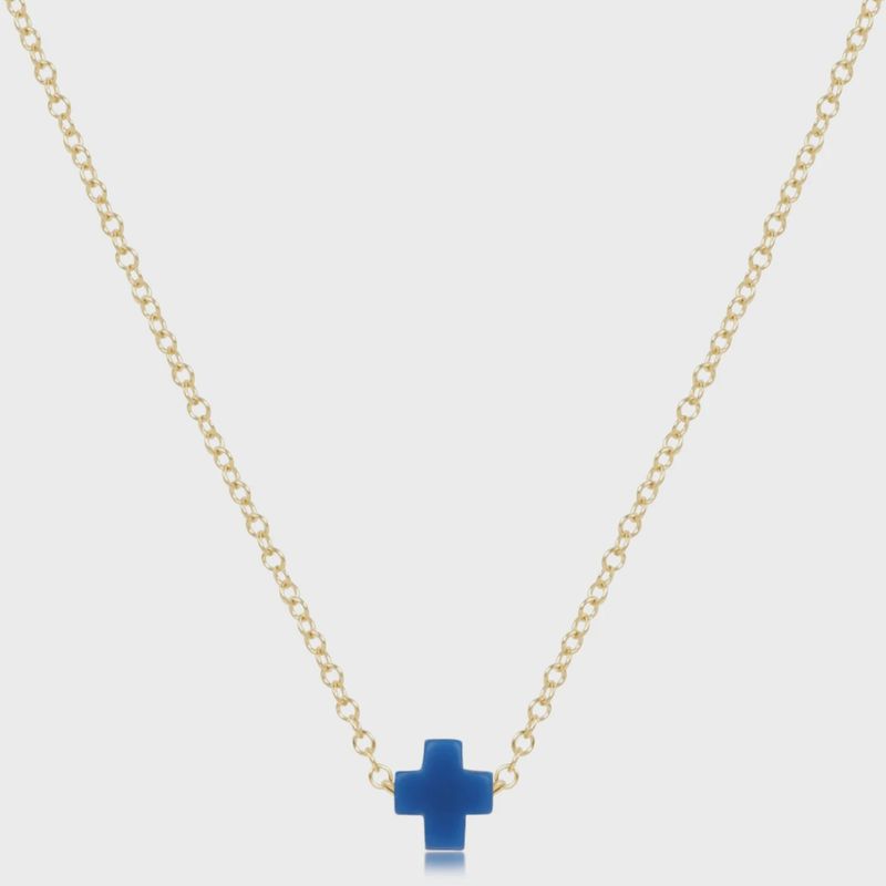 16&quot; Necklace Gold - Signature Cross Small Cobalt