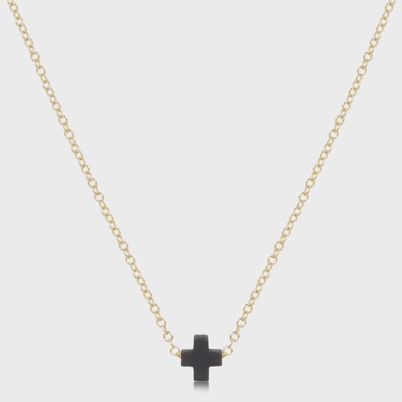 16&quot; Necklace Gold - Signature Cross Small Charcoal
