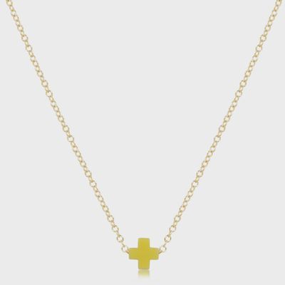 16" Necklace Gold - Signature Cross Small Canary