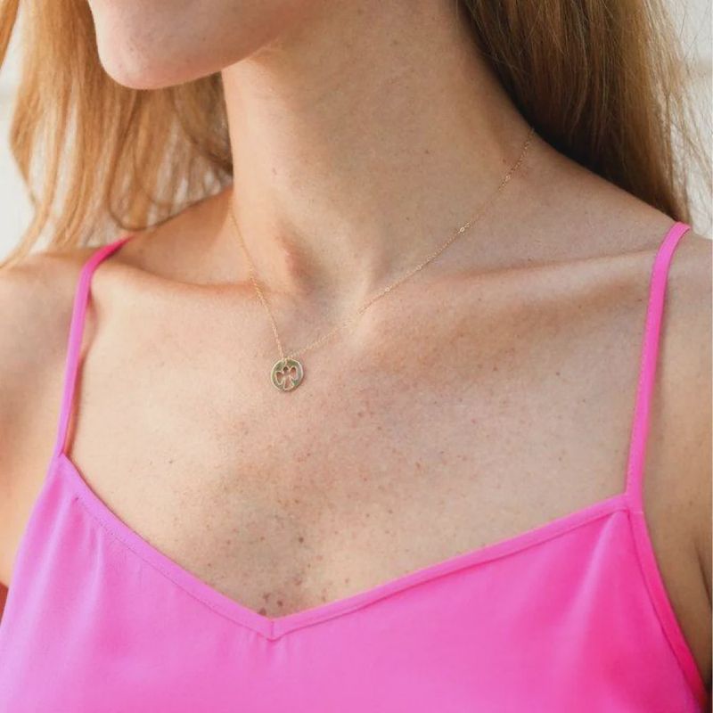 16" Necklace Gold - Guardian Angel Gold Disc