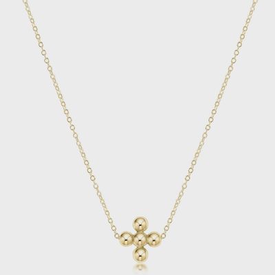 16" Necklace Gold - Signature Cross Beaded Gold 4mm