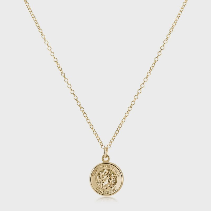 16&quot; Necklace Gold - Protection Gold Disc