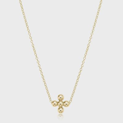 16" Necklace Gold - Signature Cross Beaded Gold 3mm