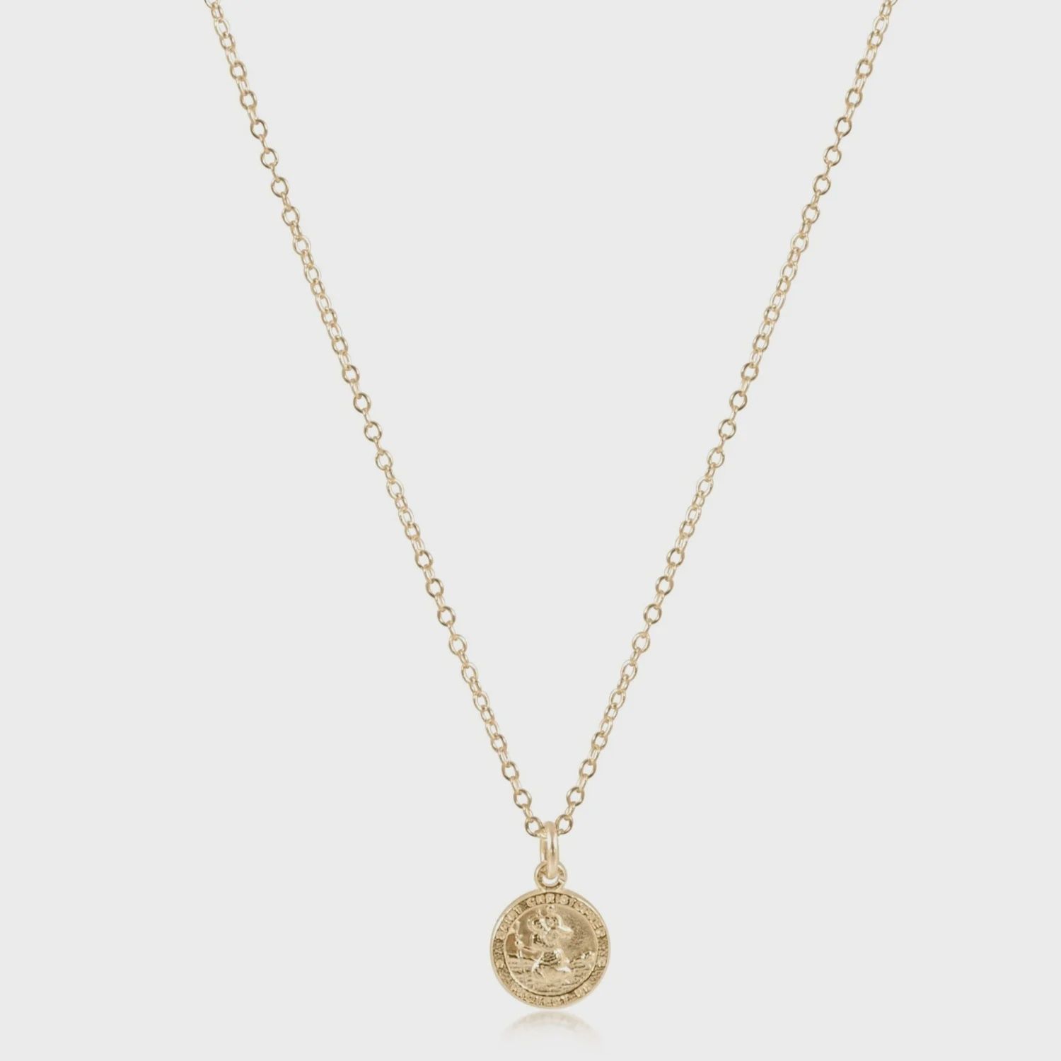 16&quot; Necklace Gold - Protection Small Gold Disc