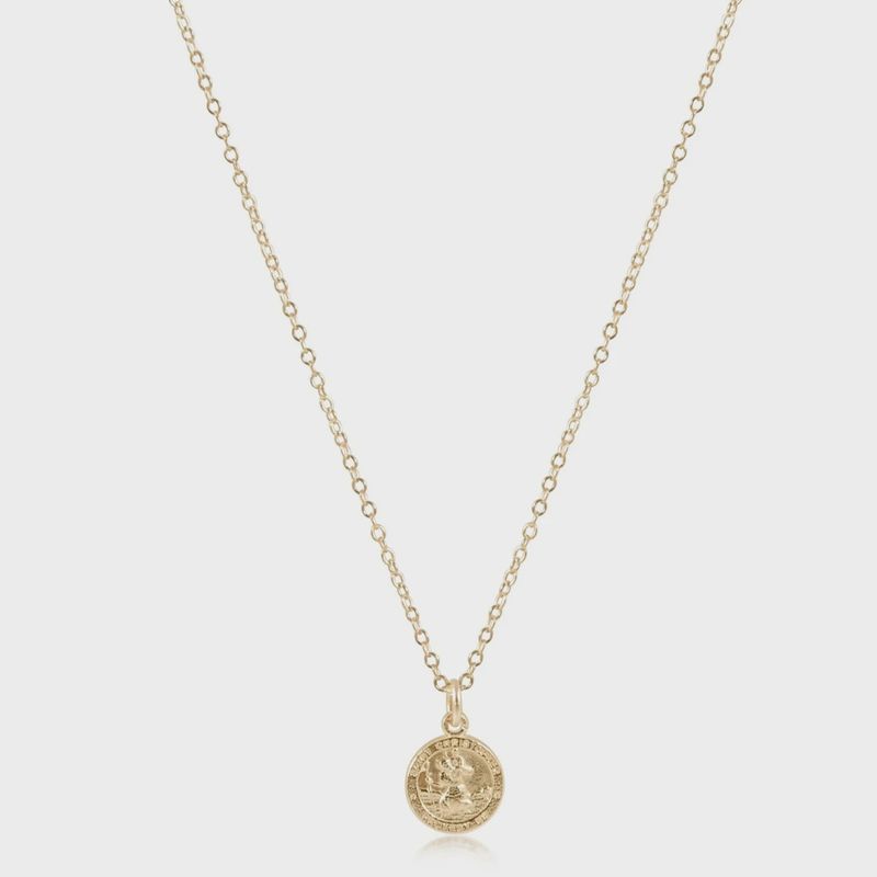 16&quot; Necklace Gold - Protection Small Gold Disc