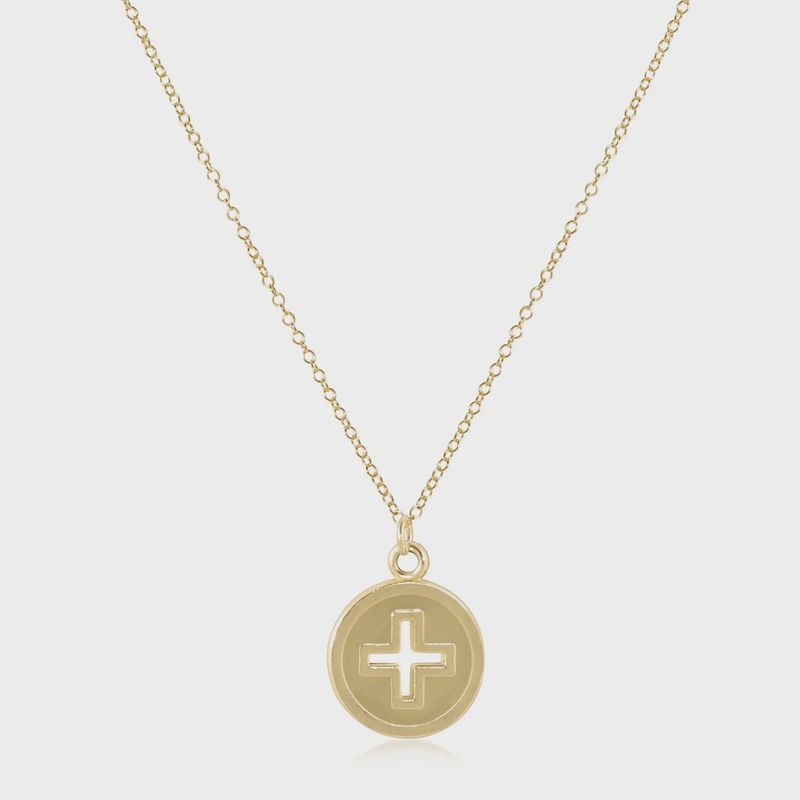 16&quot; Necklace Gold - Signature Cross Gold Disc