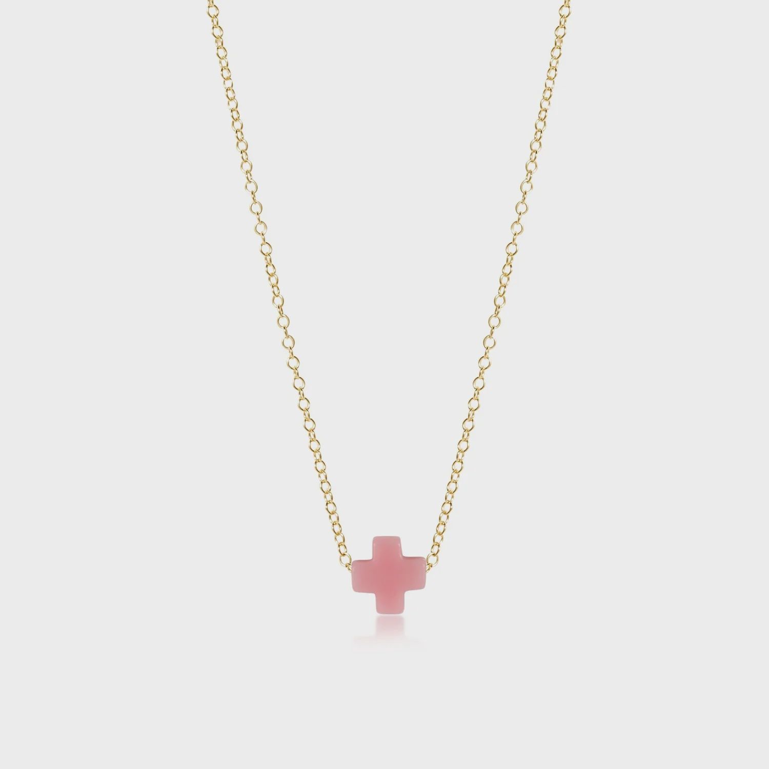 16&quot; Necklace Gold - Signature Cross Pink