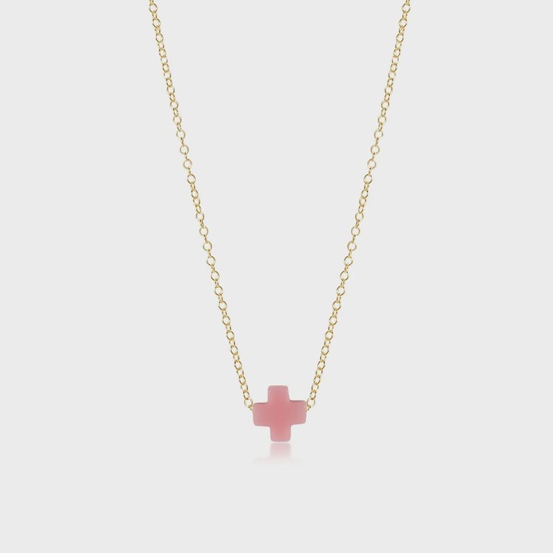 16&quot; Necklace Gold - Signature Cross Pink