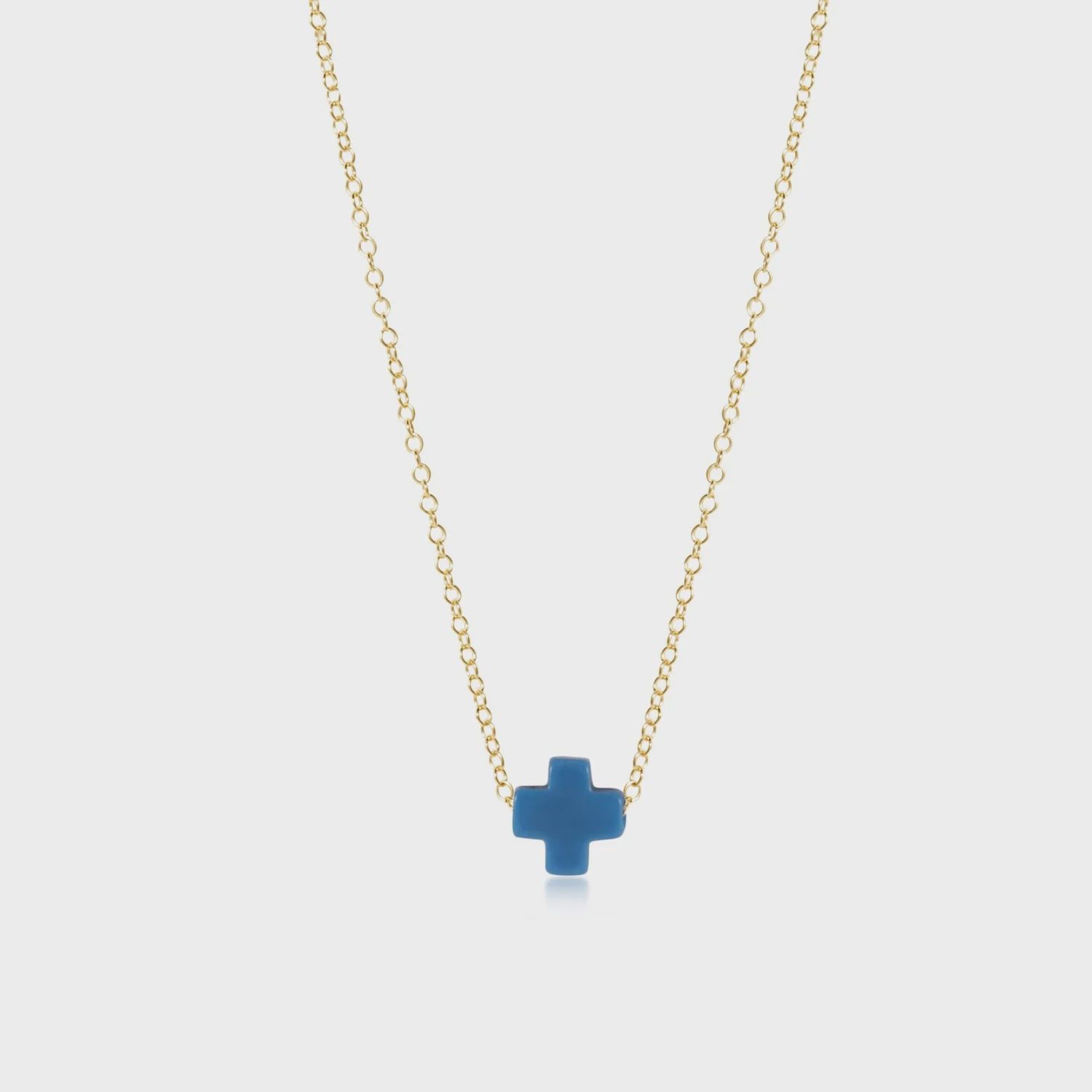 16&quot; Necklace Gold - Signature Cross Cobalt