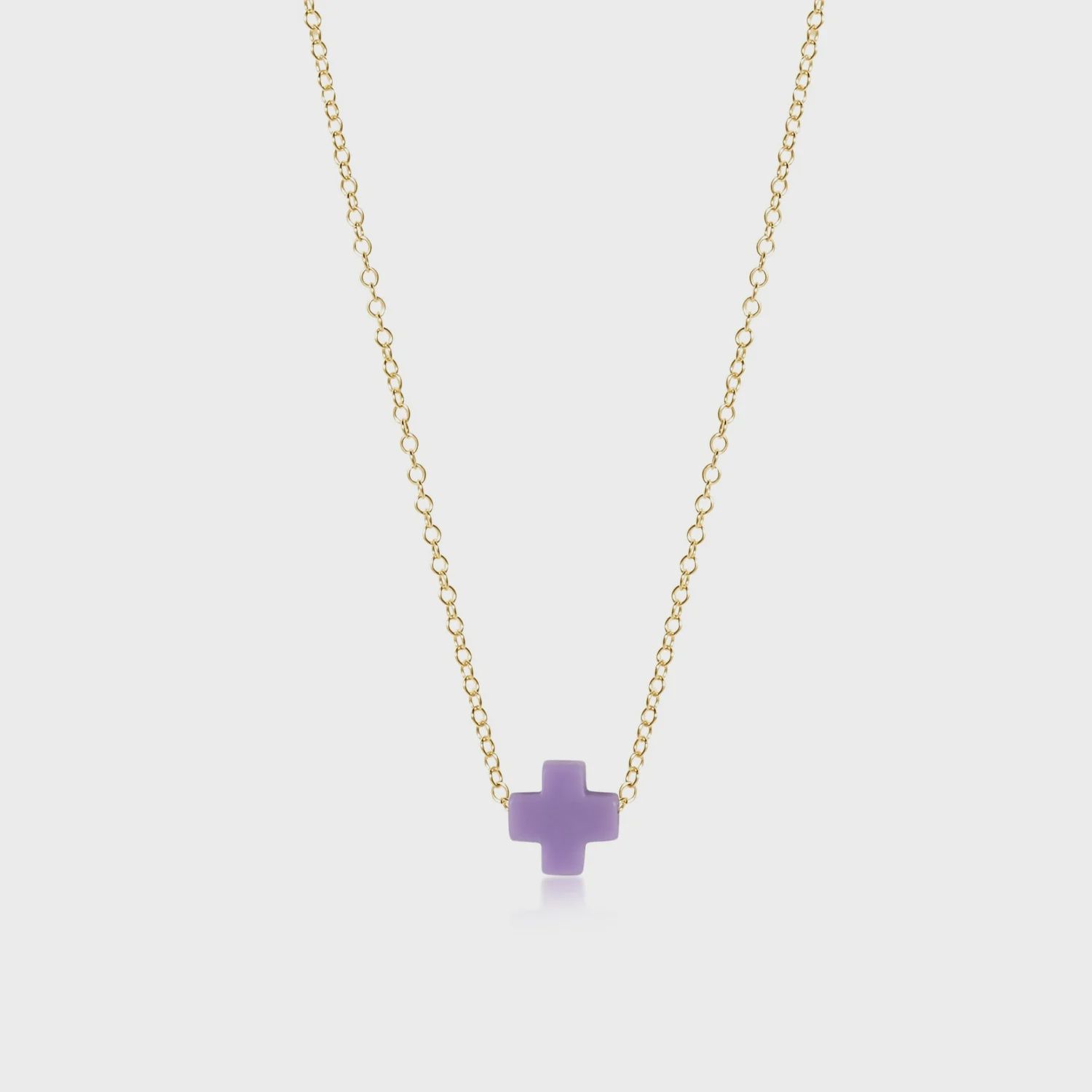 16&quot; Necklace Gold - Signature Cross Purple