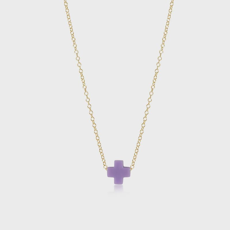 16&quot; Necklace Gold - Signature Cross Purple