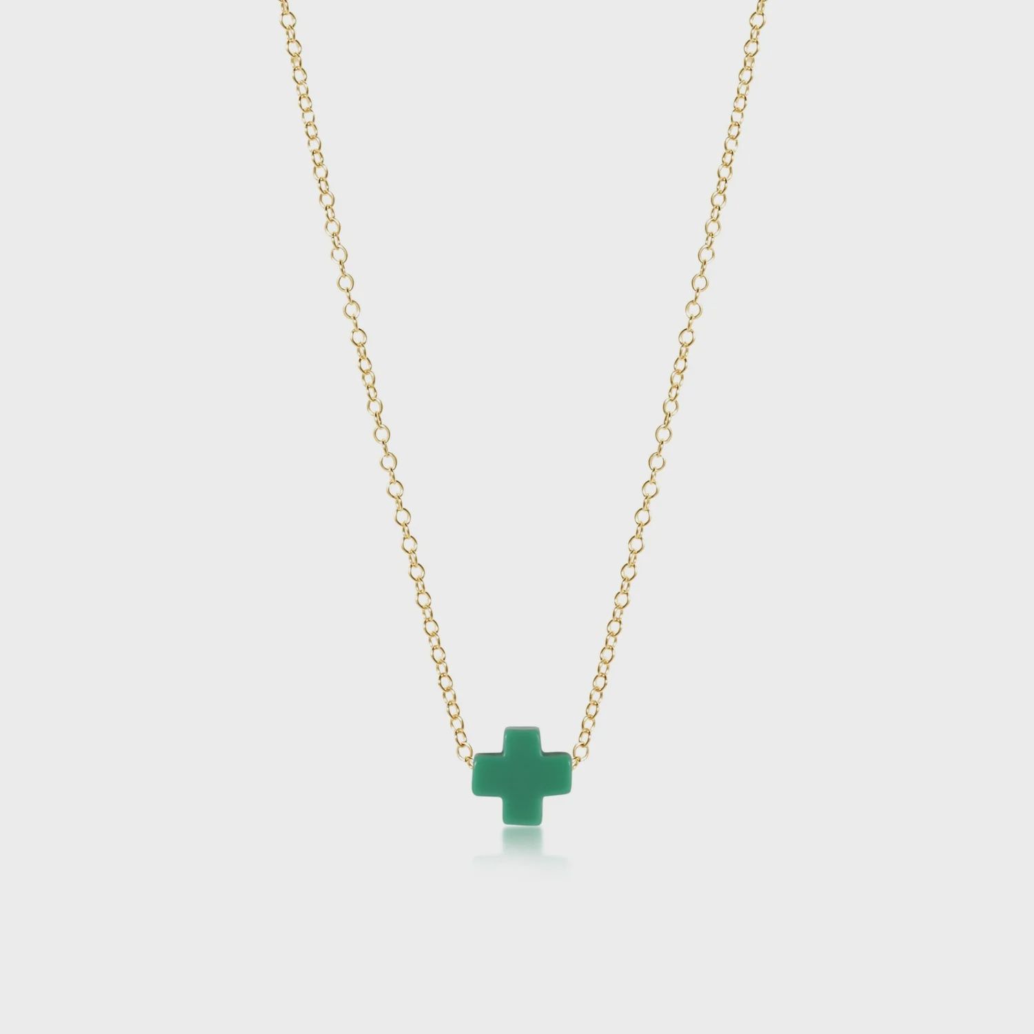 16&quot; Necklace Gold - Signature Cross Emerald