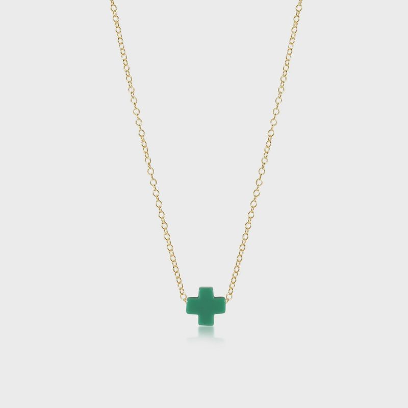 16&quot; Necklace Gold - Signature Cross Emerald