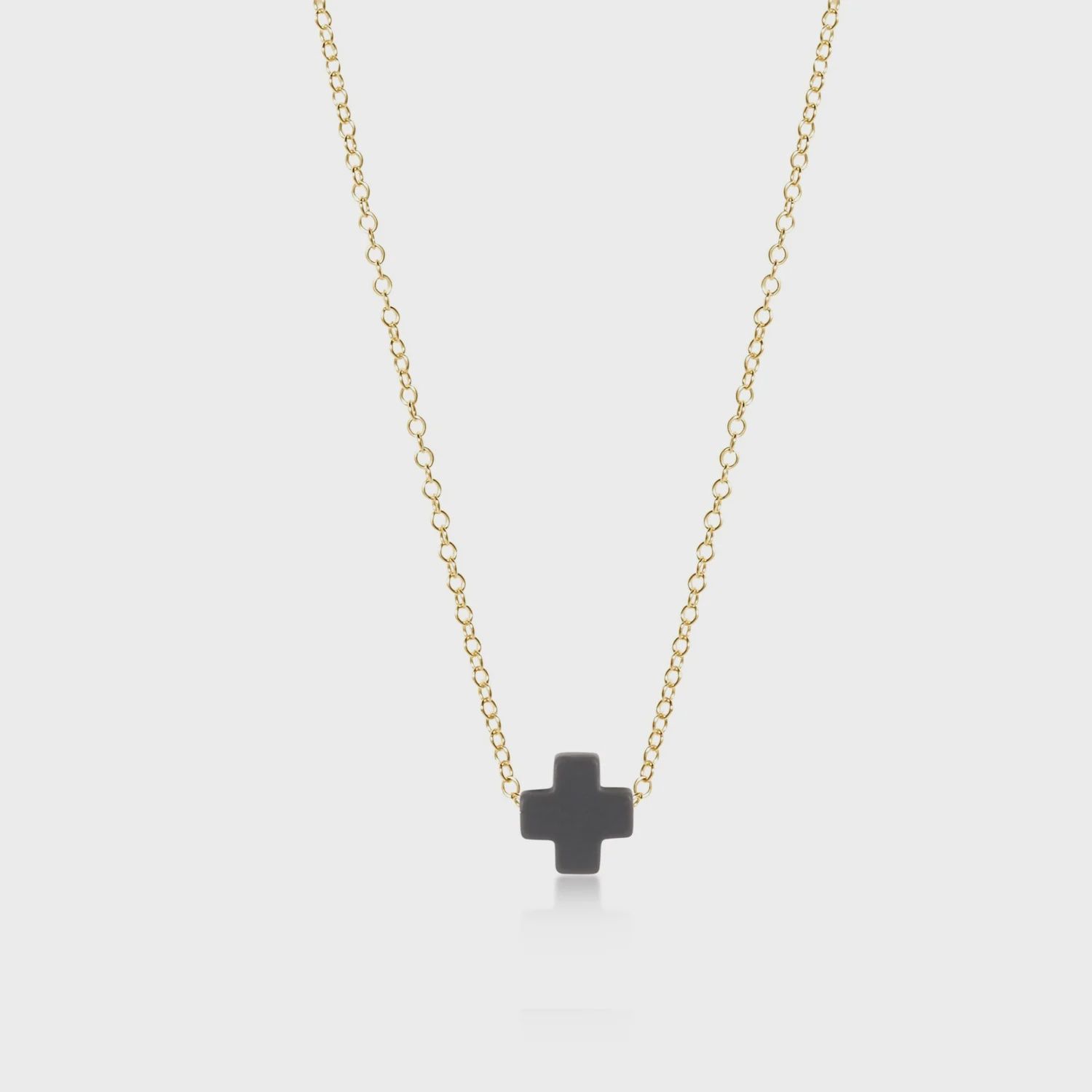 16&quot; Necklace Gold - Signature Cross Charcoal