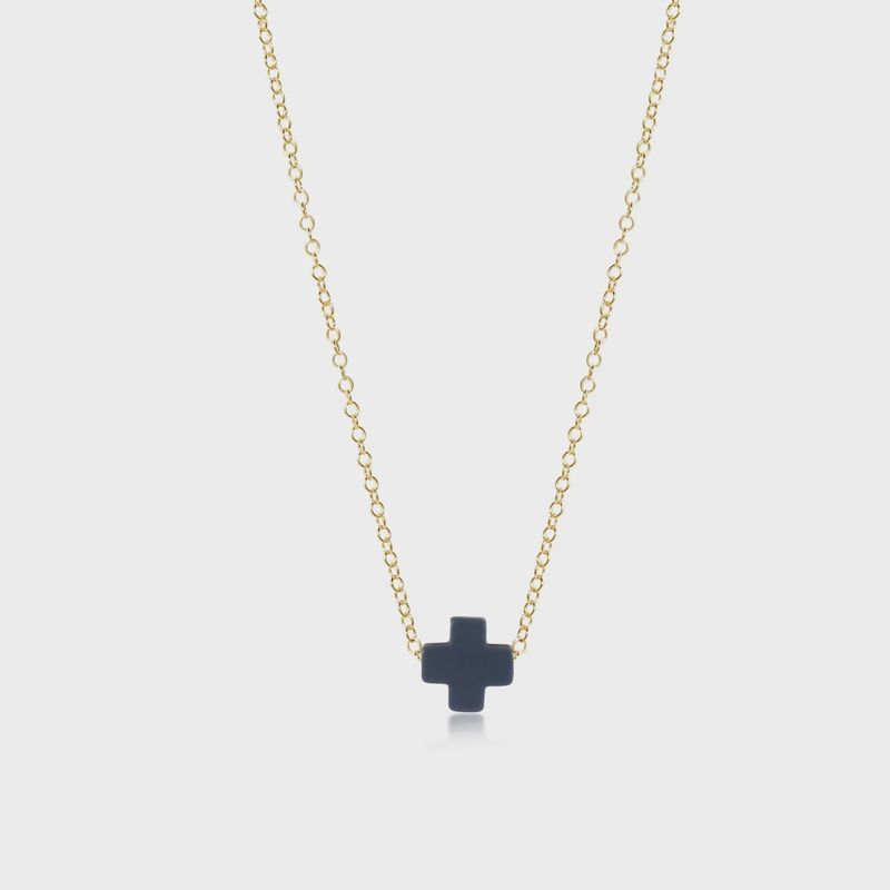 16&quot; Necklace Gold - Signature Cross Navy