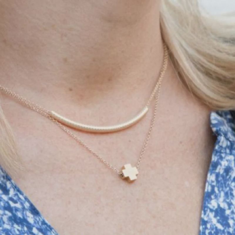 16" Necklace Gold - Bliss Bar Textured Gold