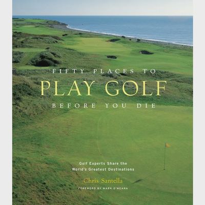 Abrams Fifty Places to Golf Before You Die guidebook displayed against a neutral background, showing the hardcover book with its full cover design