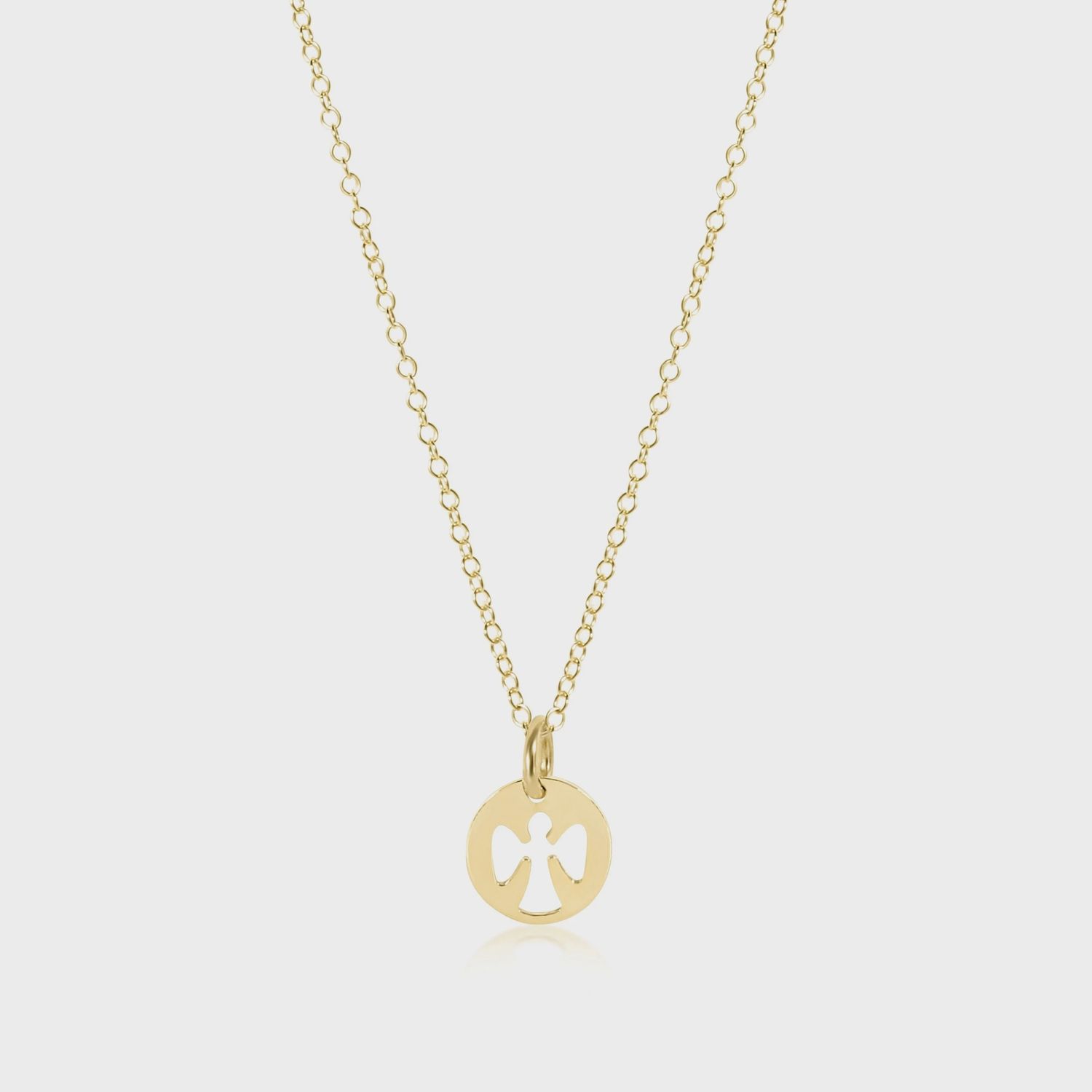 16&quot; Necklace Gold - Guardian Angel Small Gold Disc