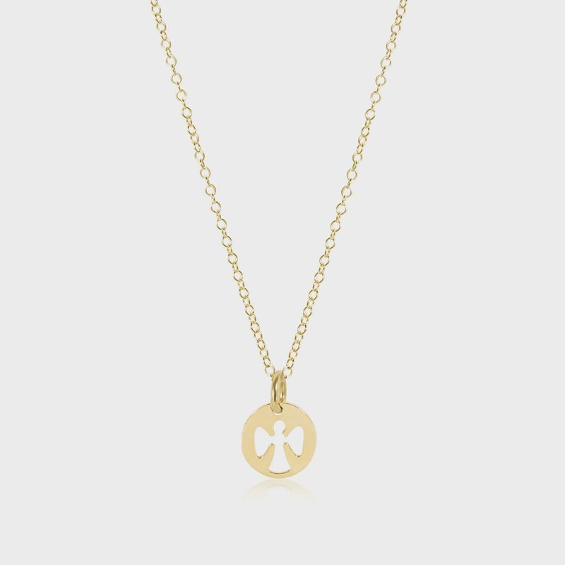 16&quot; Necklace Gold - Guardian Angel Small Gold Disc
