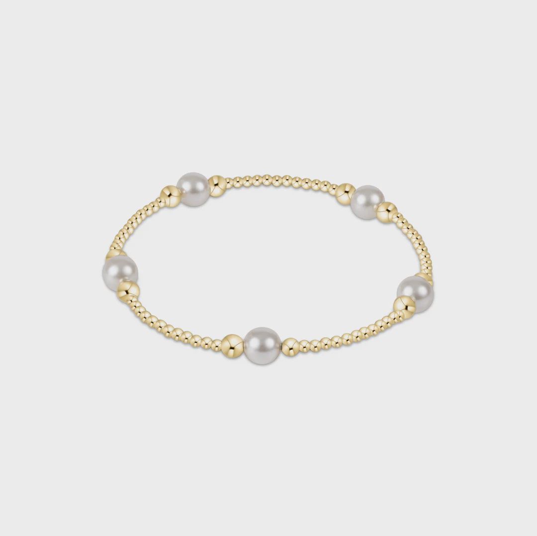 Classic Purpose Pattern 6mm Bead Bracelet - Pearl