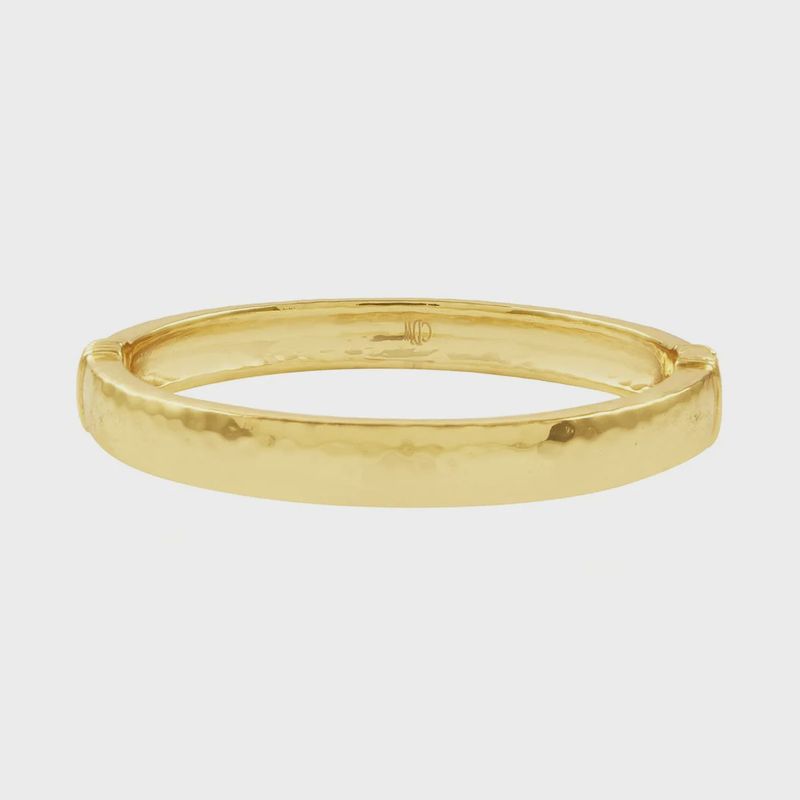Cleopatra Oval Hinged Bangle - Gold