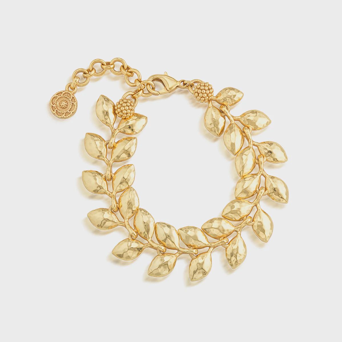 Golden Laurel Link Bracelet, 7&quot;+2&quot; - Gold