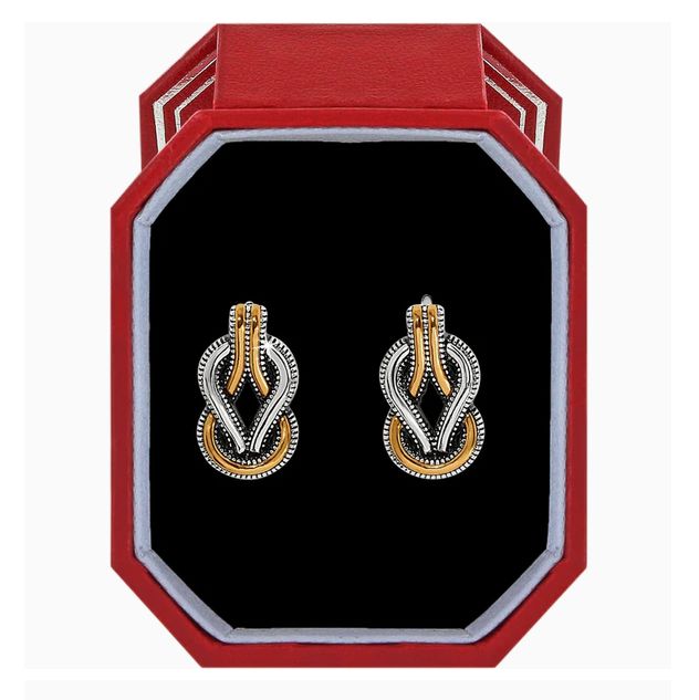 Interlok Harmony Two Tone Post Earrings Gift Box