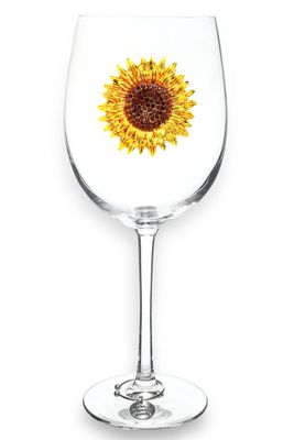 Pair of clear stemmed wine glasses with rhinestone embellishments around the bowl and base, displayed against a white studio background