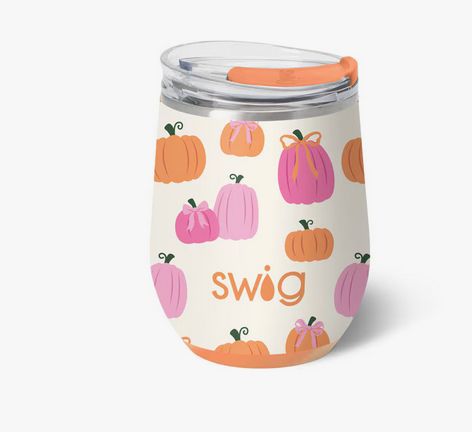 Swig Pumpkin &amp; Bows Stemless 12oz Wine Cup