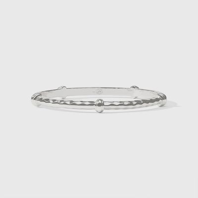 Julie Vos Savannah bangle bracelet in tarnish-free silver plate, displayed against a neutral background