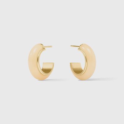 Julie Vos Carnaby hoop earrings in 24K gold plate with acetate accents, displayed against a neutral studio background