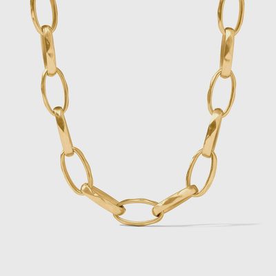 Julie Vos Solara Link necklace in 24K gold plate, adjustable 20 inch length, displayed on neutral background