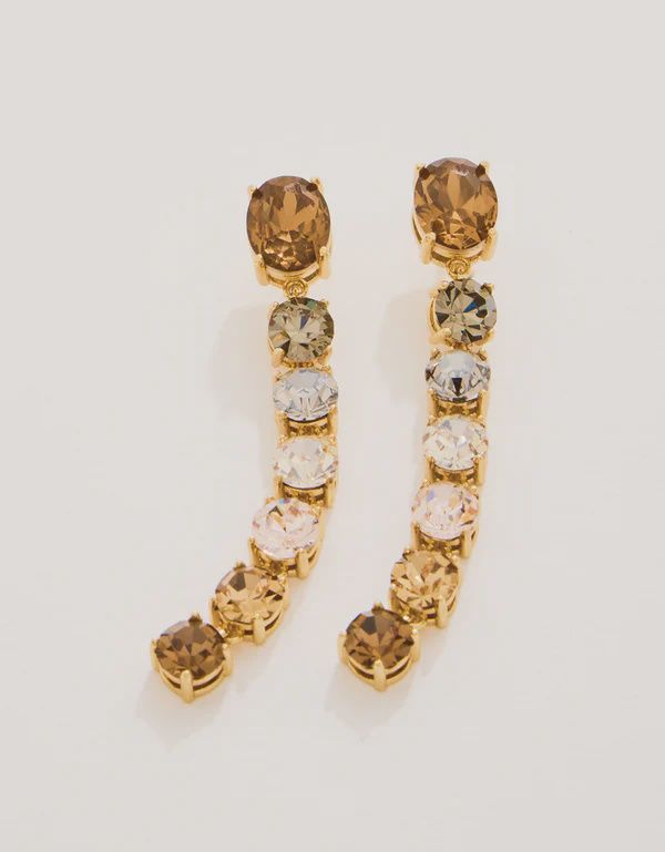 Linear Gem Earrings Bronze