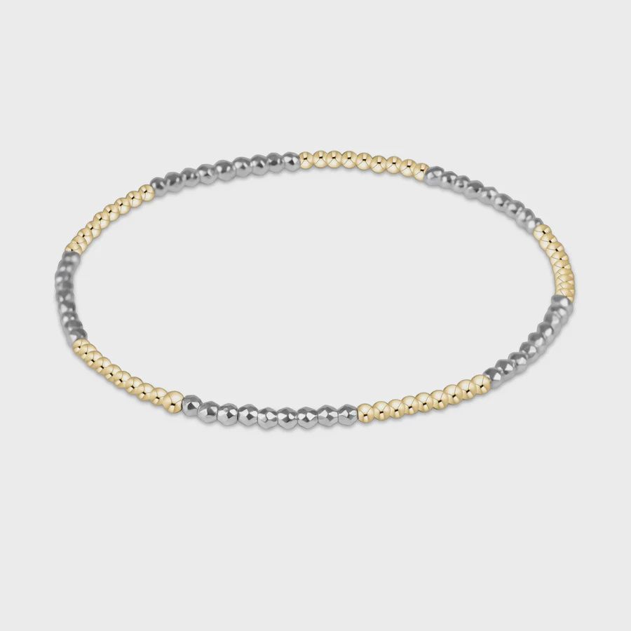 Blissful Pattern 2mm Bead Bracelet - Silver Faceted Hematite