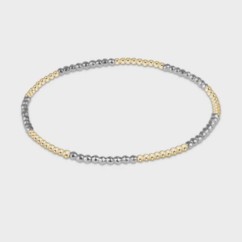 Blissful Pattern 2mm Bead Bracelet - Silver Faceted Hematite