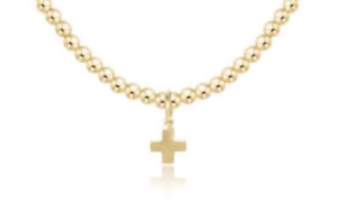 Choker Classic Gold 3mm Bead - Signature Cross Gold Charm