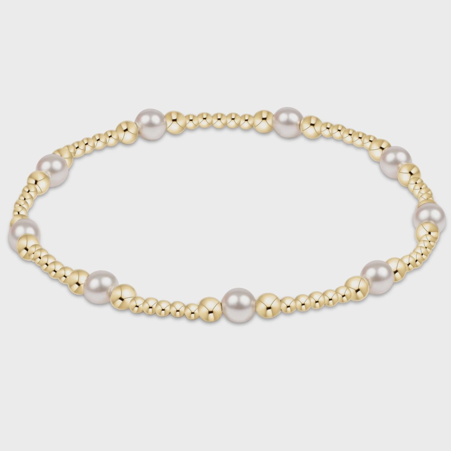 Classic Purpose Pattern 4mm Bead Bracelet - Pearl