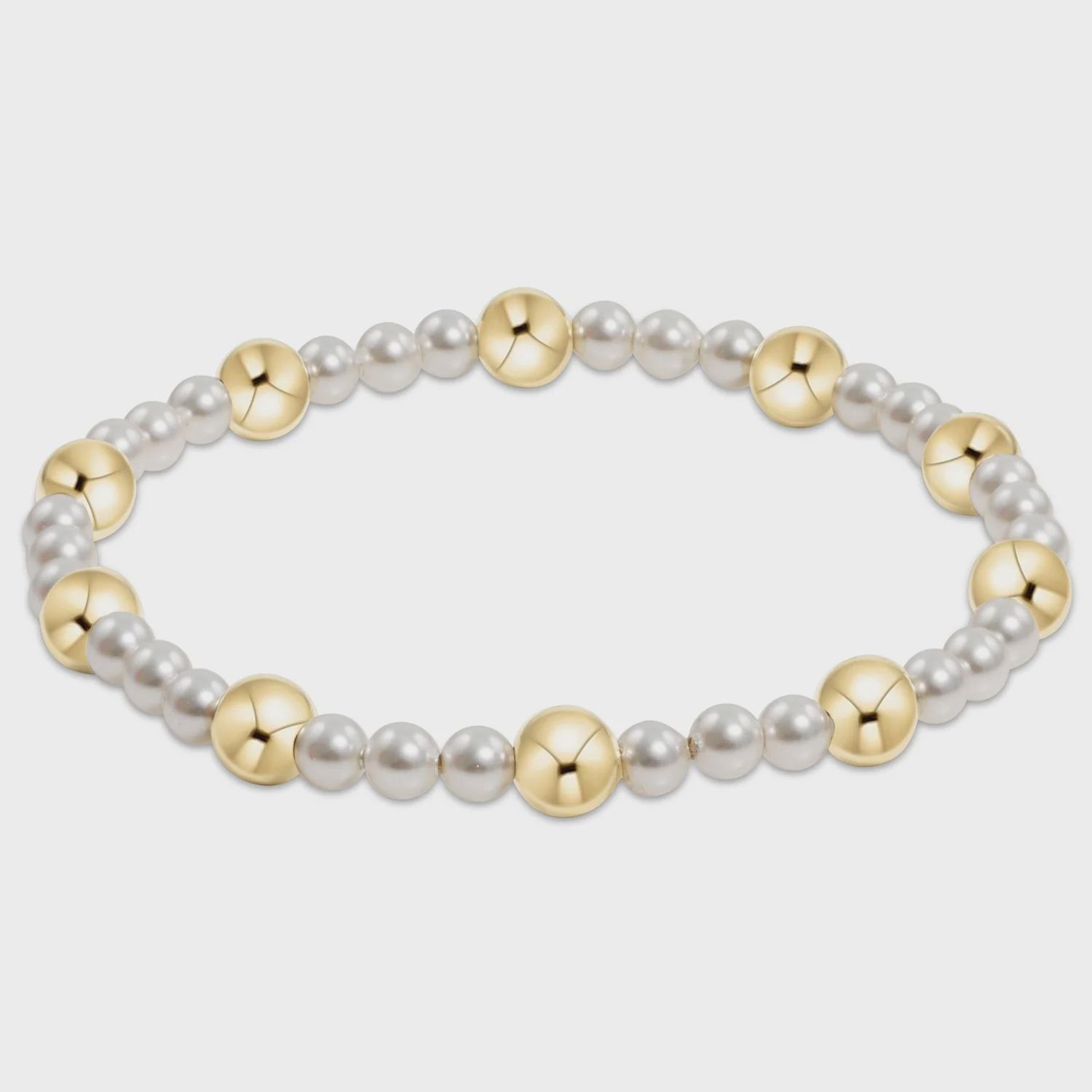 Pearl Sincerity Pattern 4mm Bead Bracelet - 6mm Gold