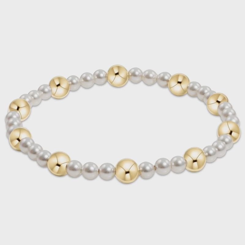 Pearl Sincerity Pattern 4mm Bead Bracelet - 6mm Gold