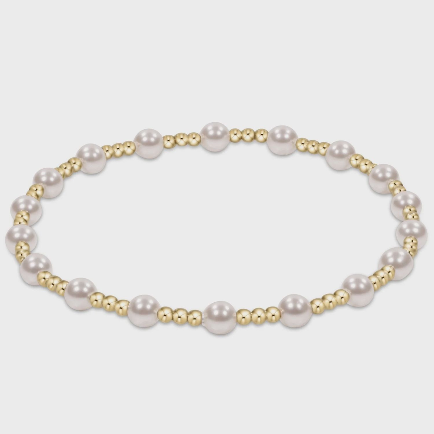 Classic Sincerity Pattern 4mm Bead Bracelet - Pearl