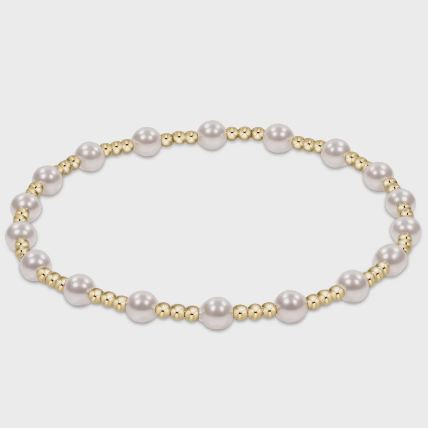 Classic Gold Sincerity Pattern 4mm Bead Bracelet - Pearl
