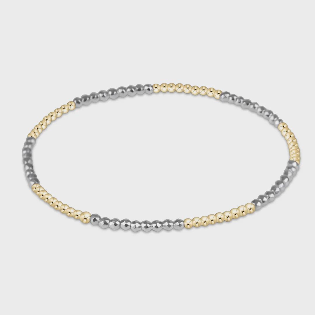 Blissful Pattern 2mm Bead Bracelet - Bright Silver Faceted Hematite