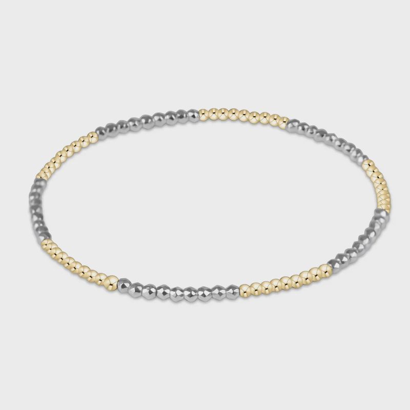 Blissful Pattern 2mm Bead Bracelet - Bright Silver Faceted Hematite