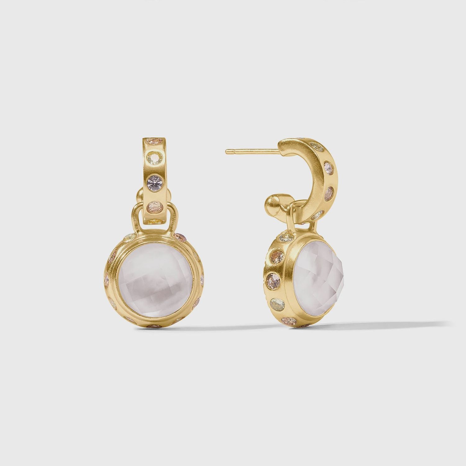 Rainbow Hoop &amp; Charm Earring, Colour: Iridescent Clear Crystal