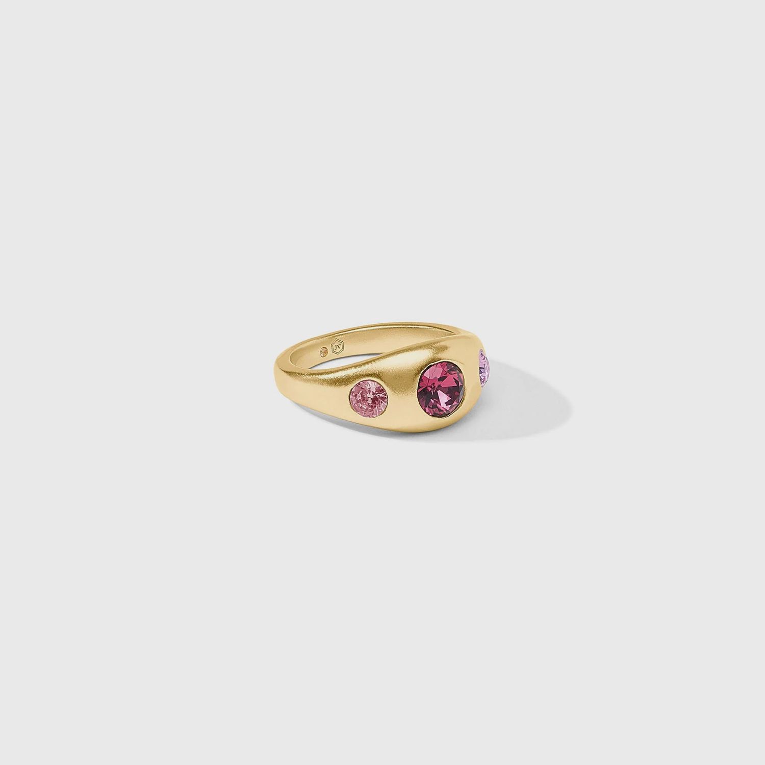 Rainbow Signet Ring, Colour: Pink Dawn, Size: 7