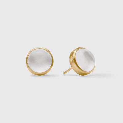 Julie Vos Solara stone stud earrings in 24K gold plate, displayed against a neutral background