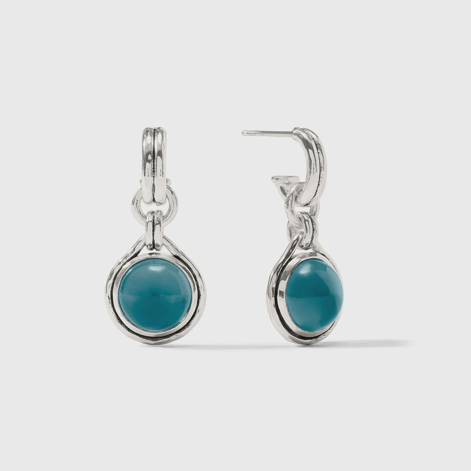 Solara Hoop &amp; Charm Earring, Colour: Silver, Description: Iridescent Montana Blue
