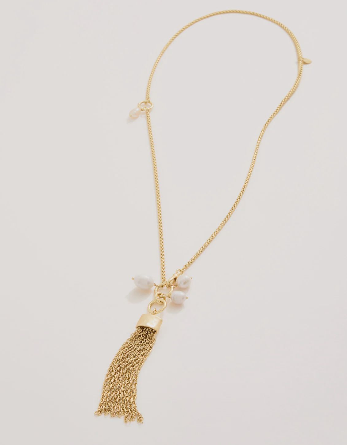 Tassel Convertible Lariat Necklace 24&quot; Pearl