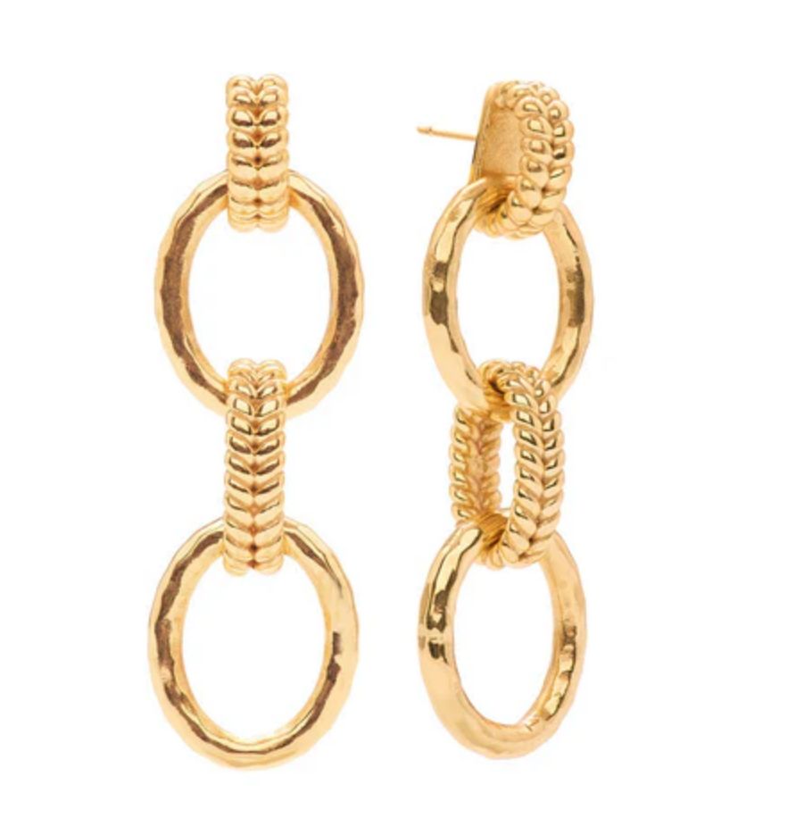 Cleopatra Regal Double Link Earrings - Gold